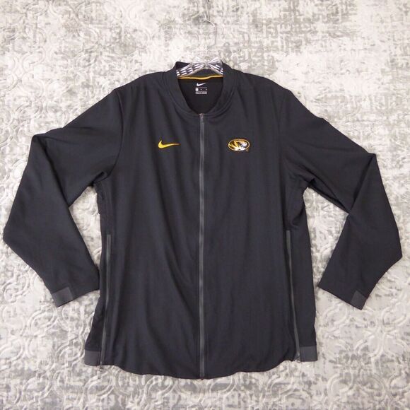 Mizzou Tigers Nike Windbreaker Men's Medium Black Track Full Zip Jacket Side Zip - Picture 1 of 10